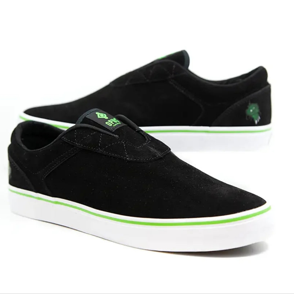 Opus Footwear Men's Honey Slip On Skate Shoes Sneakers, Swampy/Black/Green, 6